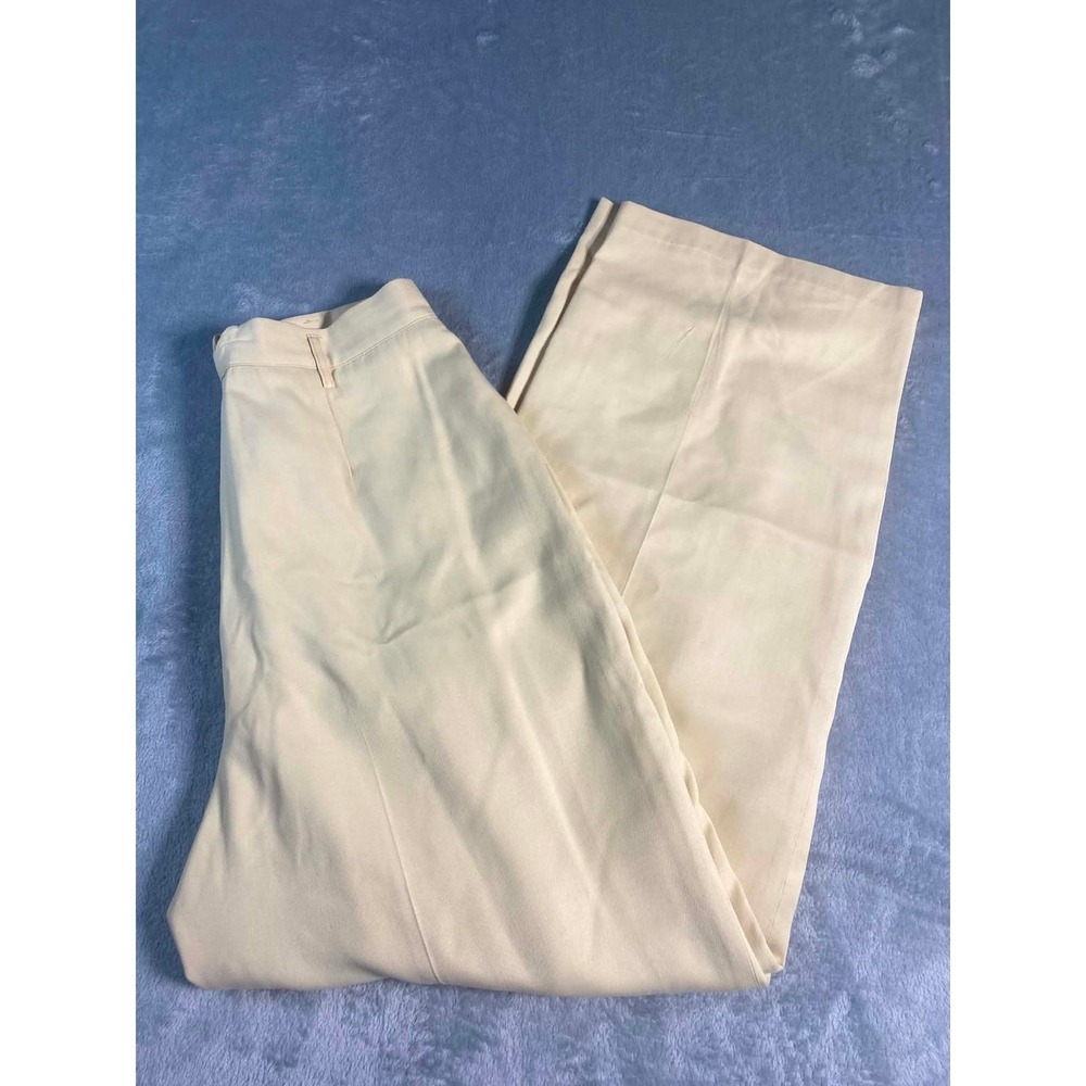 Vintage Ralph Lauren cream/ivory lined dress trousers sz 12 tailored wide leg.